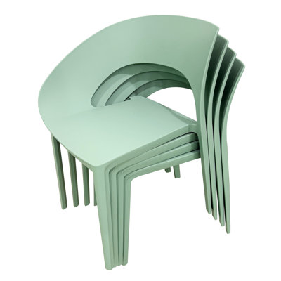 Single - Side Chairs In Haze Polypropylene   Of 4  For Dining And Living, , Easy To Wipe, Ergonomic Seating Chair Garden Terrace, , Comfortable Seat, Stackable Storage