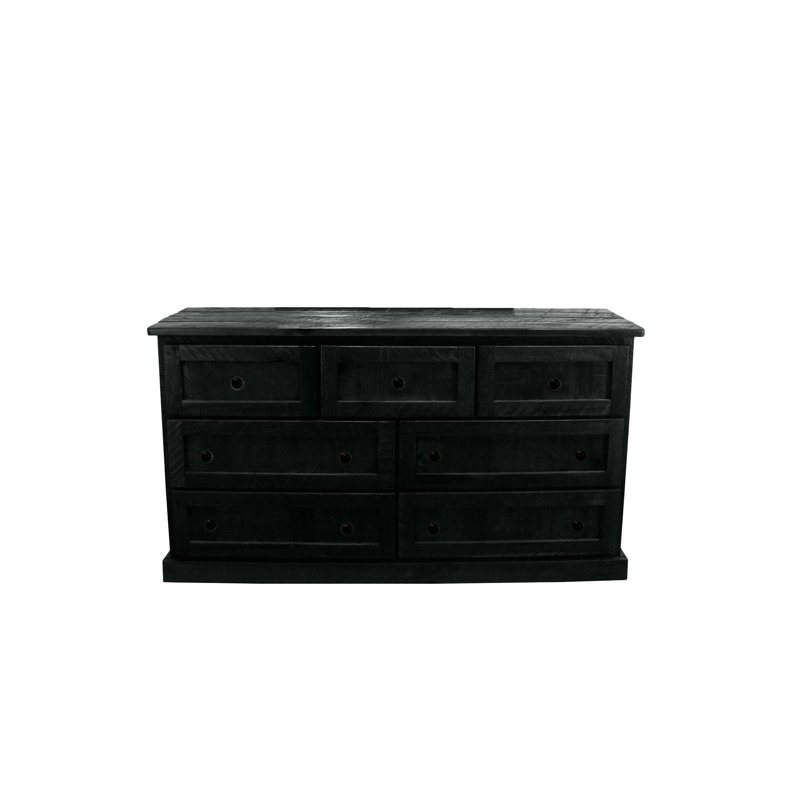 Commode 7 tiroirs Rustic, Noir