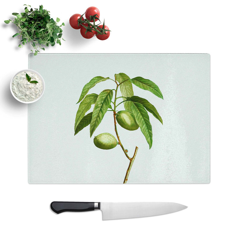 Tempered Glass Almond Tree Branch Chopping Board, 39 cm W x 28.5 cm L