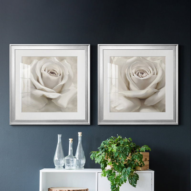 " Dreamy I " 2 - Pieces, 17.5" H x 35" W, Framed Print with Mat, Silver