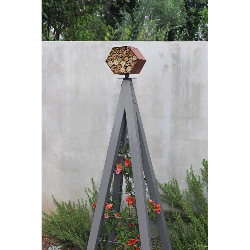 Otani Steel Obelisk Trellis, 53" H x 18" W x 18" D, Charcoal
