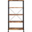 Bibliothèque rustique à 4 tablettes en muscade antique et noire, convient au bureau à domicile, bibliothèque noire spacieuse, idéale pour la chambre, vitrine de livres