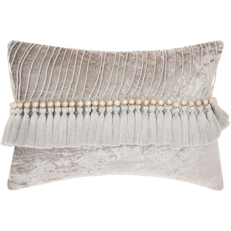Tassels Throw Pillow, Gray