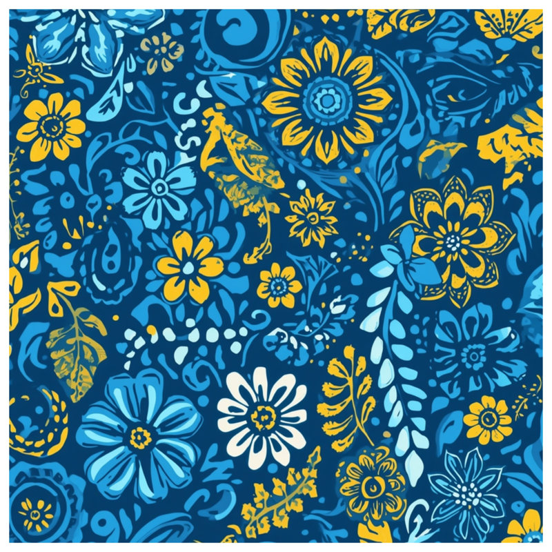 Blue Floral Pattern Blankets, 60in W x 80in H