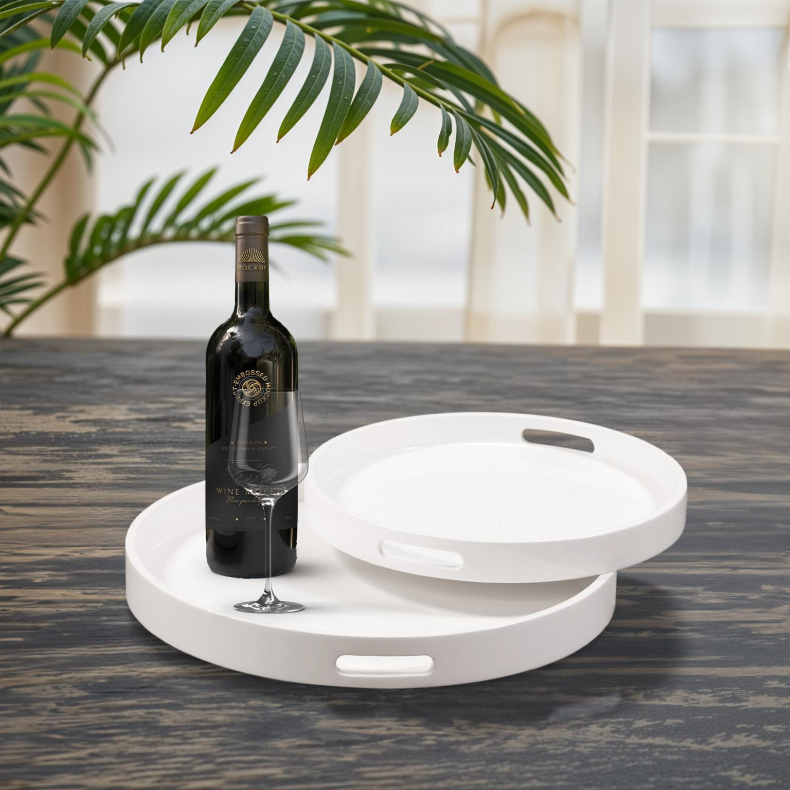 Parke Decorative Tray, White, Rounded