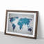 Teal Blue Map of the World in Abstract - Framed Print-55729516-55729521