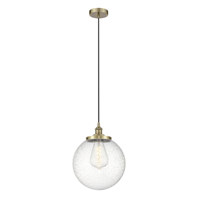 Luminaire suspendu simple à 1 lumière Alfonsa, Laiton antique, Grainé