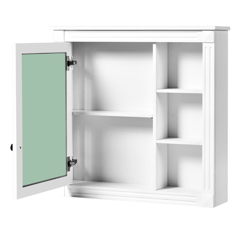 Armoire de salle de bain murale avec miroir - blanc, et rangement en blanc