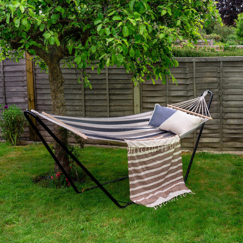 Harbor Housewares-Garden Spreader Bar Hammock, Navy Blue/Grey