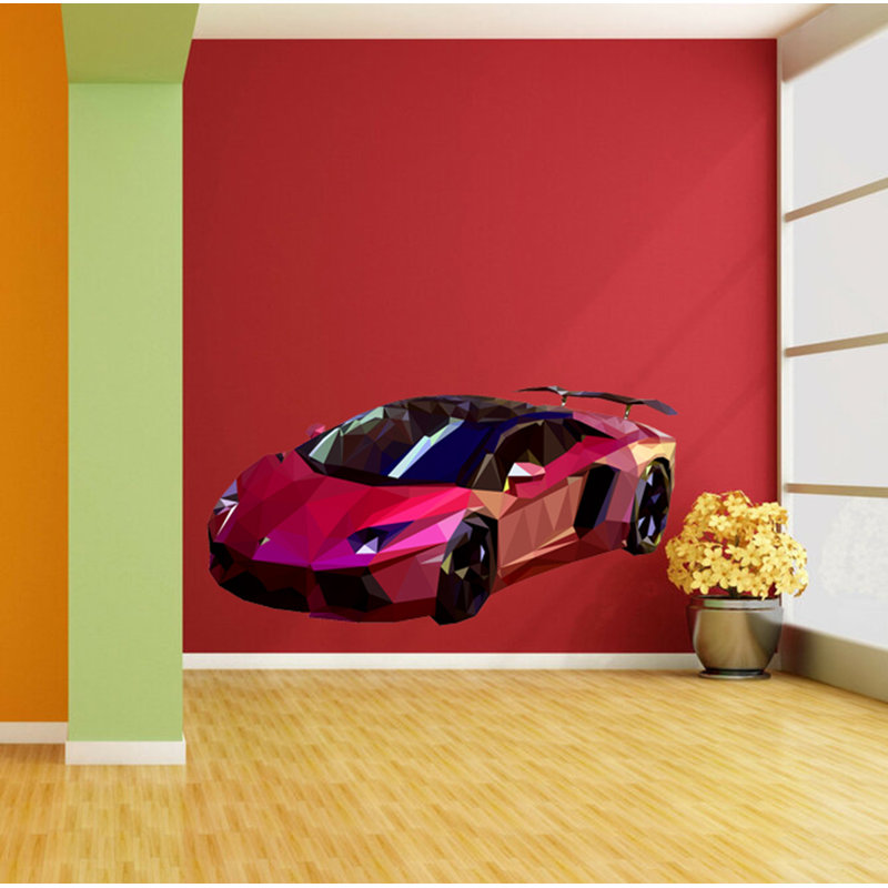 Adhésif décoratif en forme de voiture polygonal, H 46 po x l 92 po