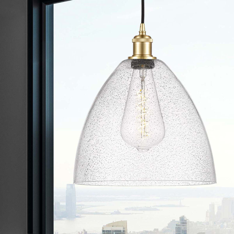 Luminaire suspendu en forme de dôme à 1 lumière Haide, H 14,75 po x l 12 po x P 12 po, Ampoule non incluse, Or satiné