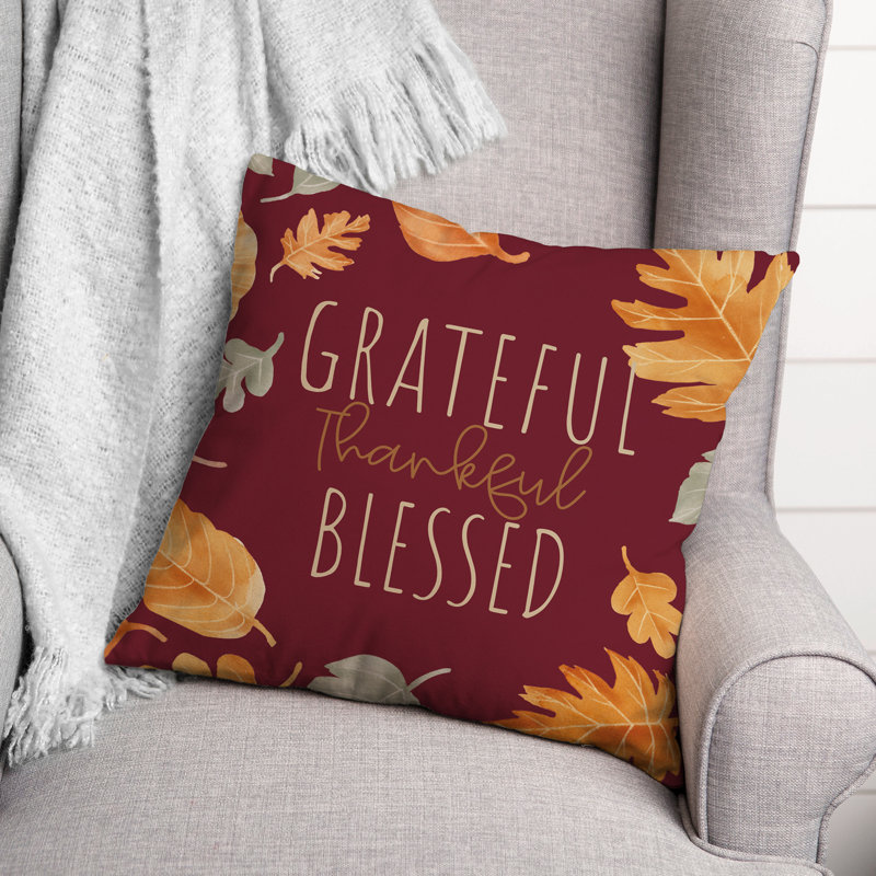 Coussin Grateful Thankful Blessed 2, H 16 po x l 16 po