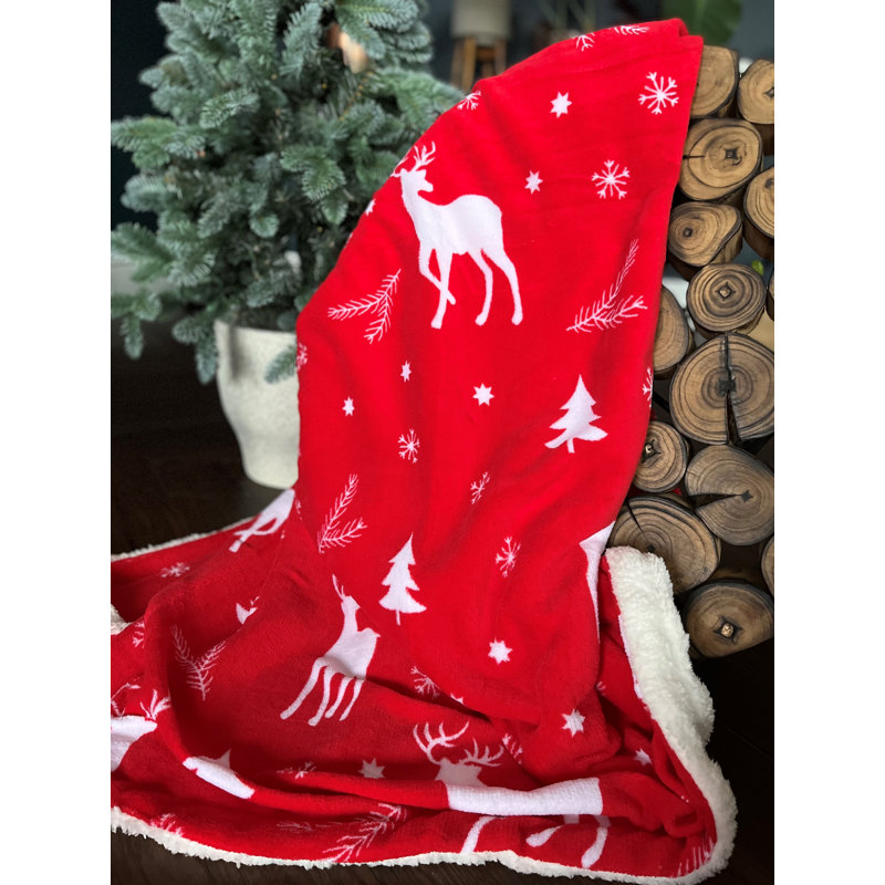 Super Soft Winter Throw Blanket, Red/White
