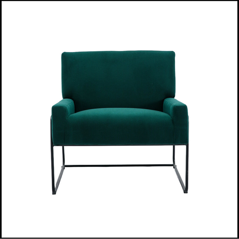 Lopardo Waiting Room Chair with Metal Frame, 100% Polyester Emerald