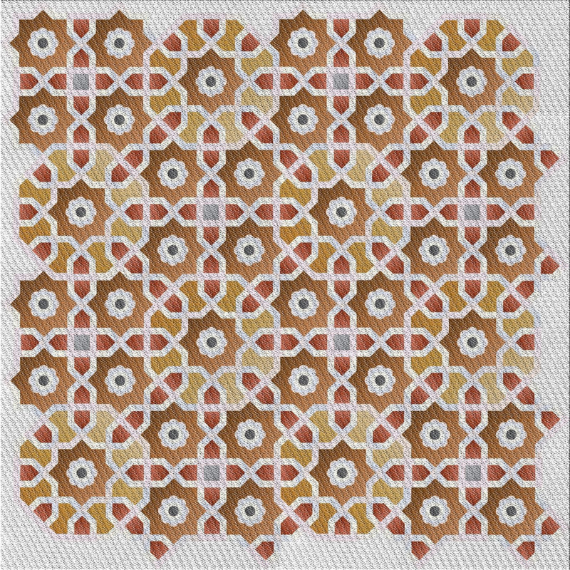 Tapis brun/gris tissé à la machine, Carré 7 pi