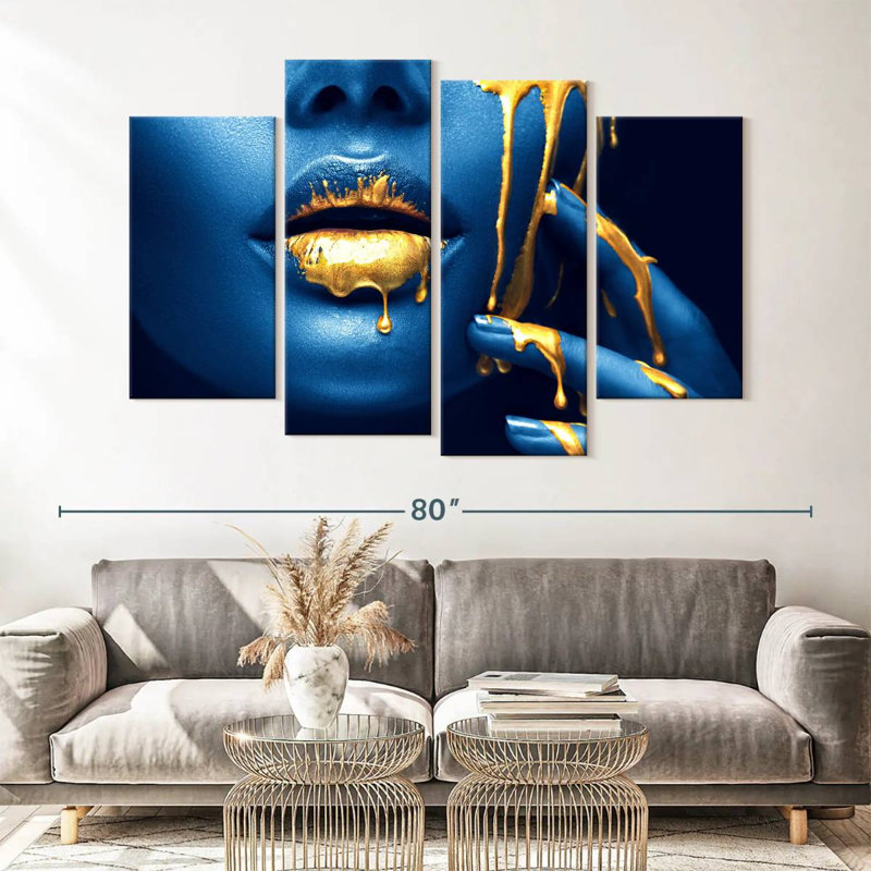 Impression sur toile 4 pièces, H 42 po x l 68 po x P 1,25 po