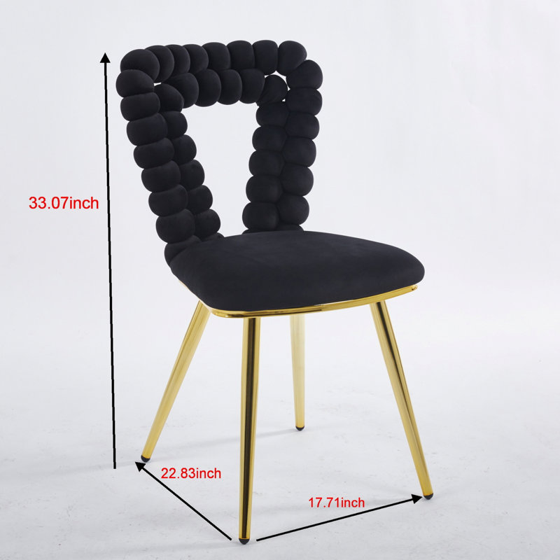 Ensemble de 2 chaises modernes avec pieds en fer pour la salle à manger et le salon, Or/noir