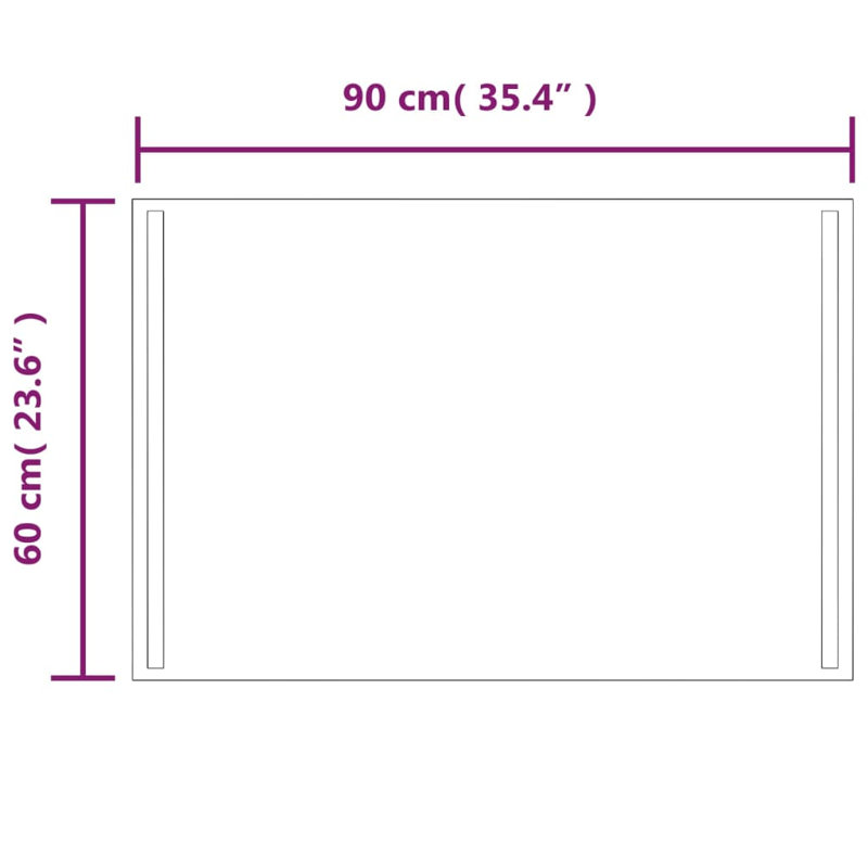 Kareny Flat Wall Mirror, 90 cm H x 60 cm W