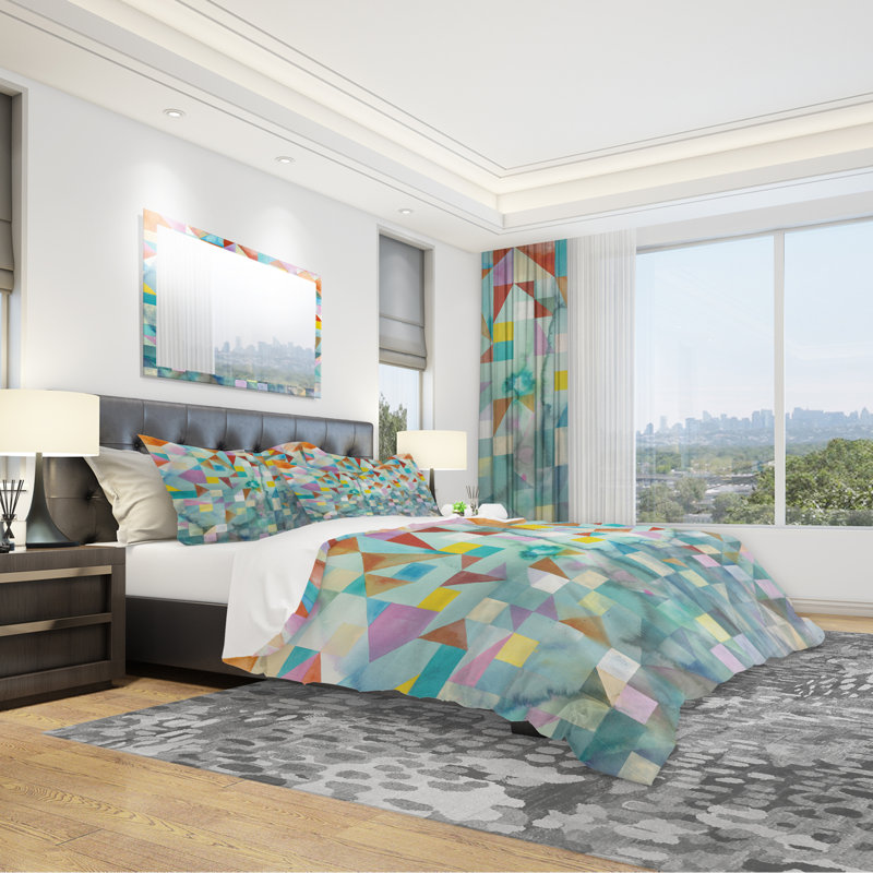  Ensemble de housse de couette moderne et contemporaine en microfibre bleue, Housse simple + 1 taie décorative
