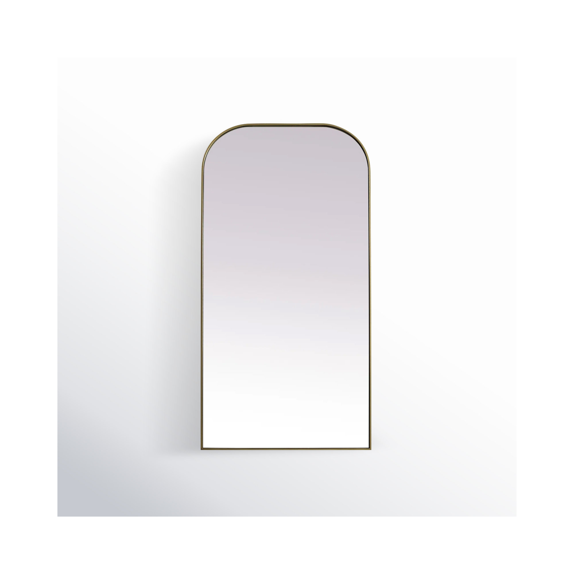 Sabine Metal Arch Floor Mirror, 66" x 35", Brass
