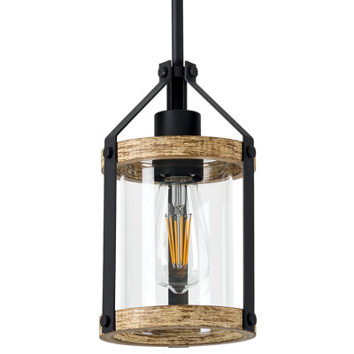 Luminaires suspendus Farmhouse, luminaires suspendus en bois et en verre pour îlot de cuisine, luminaires suspendus rustiques