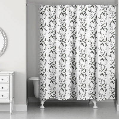Ensemble de rideau de douche floral et crochets