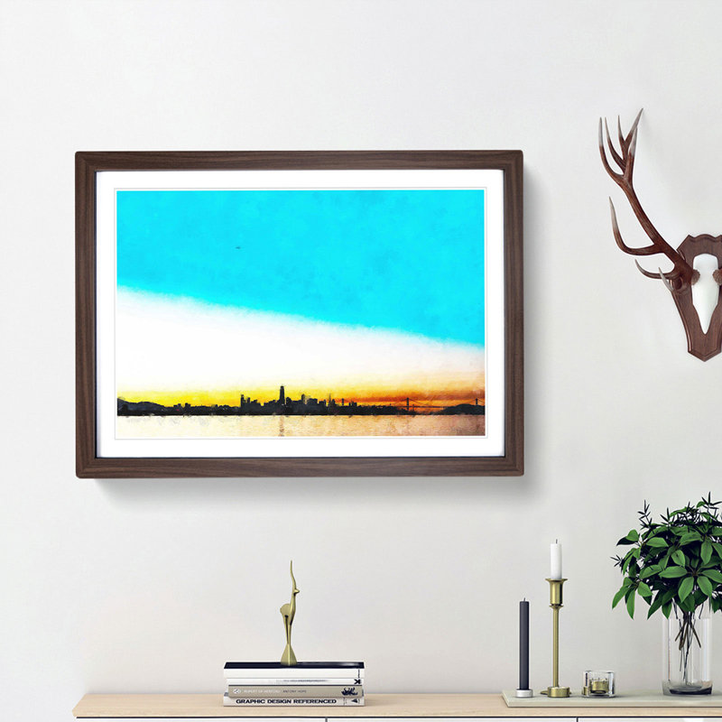 View of San Francisco in California - Picture Frame Painting Print, Walnut Framed, 62cm H x 87cm W x 2cm D