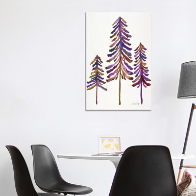Pine Trees, Vintage 1 Piece Wrapped Canvas Wall Art