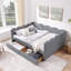 Grand lit de jour confortable en vichy avec deux tiroirs de rangement, avec port USB et adorable tissu en forme de vague-179574936-179574939