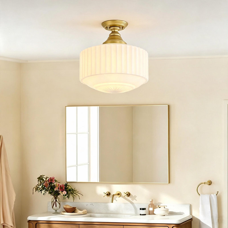  Ashly 1 - Light Dimmable Schoolhouse Glass Kitchen Island Pendant Light