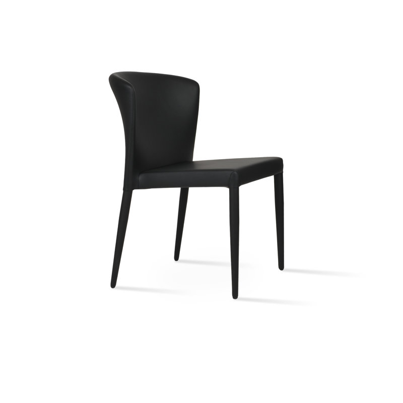 Capri Full Upholstered Stackable Chair, Black Faux Leather