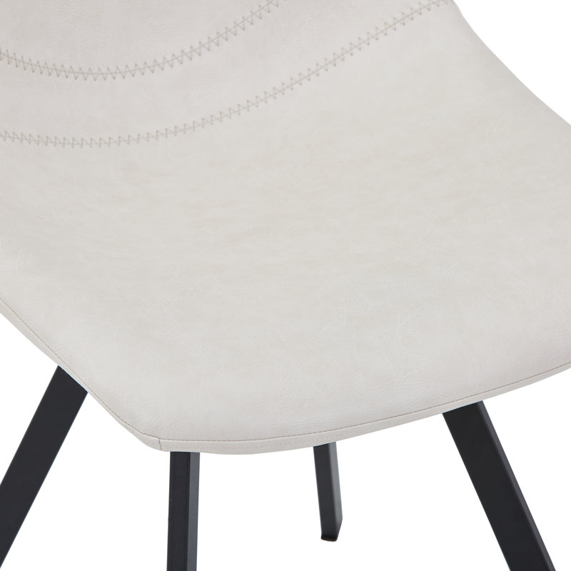 Chaise de salle à manger en cuir Annalise, Ensemble de 4, Gris clair, Noir