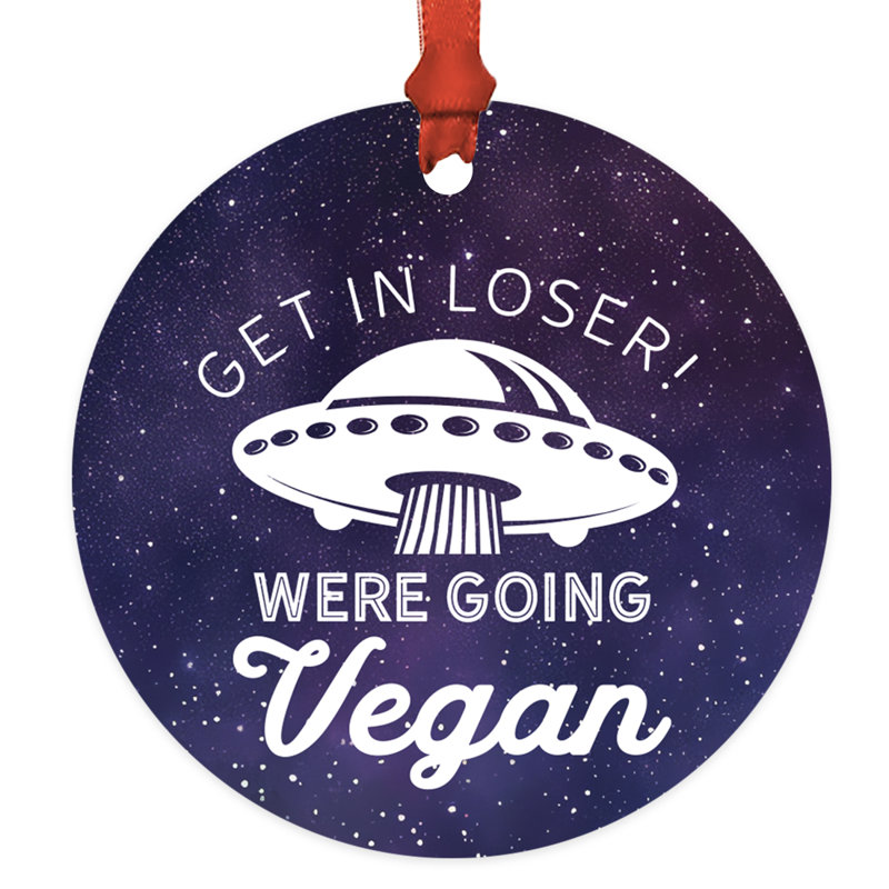 Drôle d'ornement végétalien «Get In Loser We Going Vegan», décoration d'arbre de Noël en métal, cadeau Gag pour végétariens