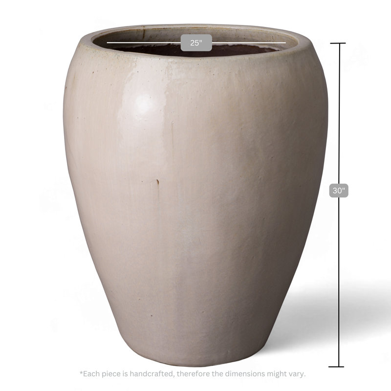 Pot à fleurs en argile Kennard, H 30 po x l 25 po x P 25 po, Blanc, 1