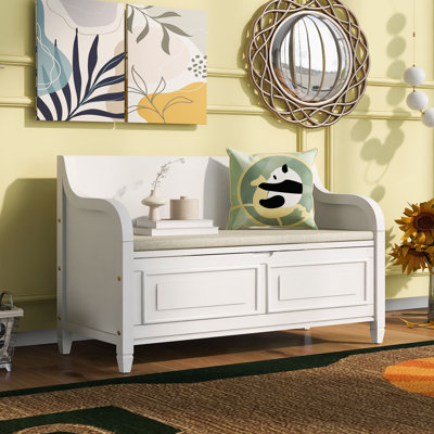 Linen Upholstered Storage Bench