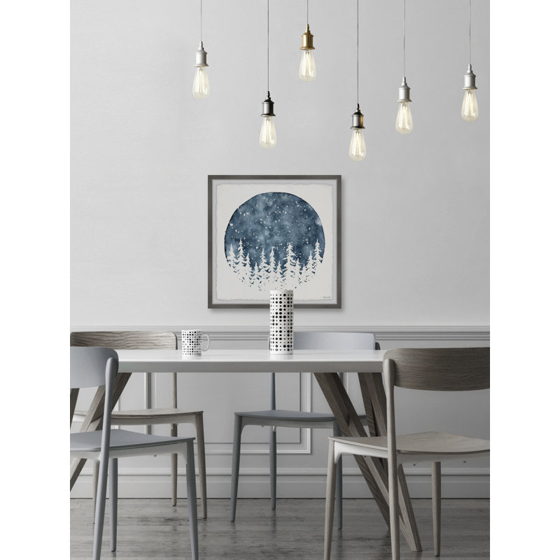 Blue and White Winter Forest Framed Print