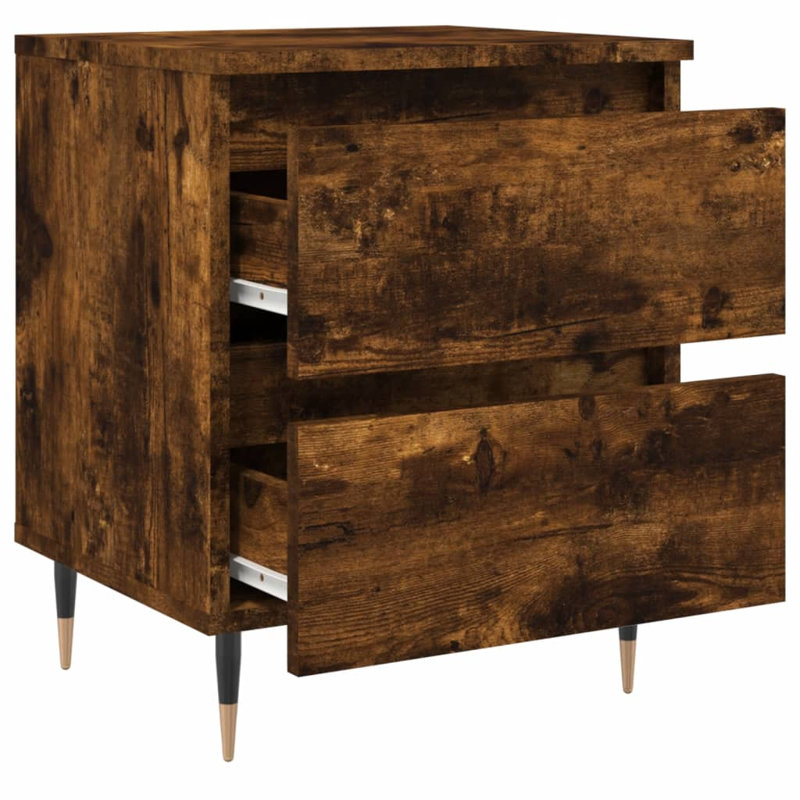 Solley 40cm W Iron Bedside Table, Individual, Smoked Oak