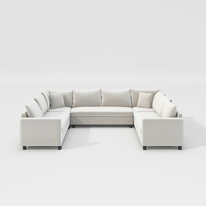 Canapé modulaire surdimensionné pour 8 personnes, Chenille crème