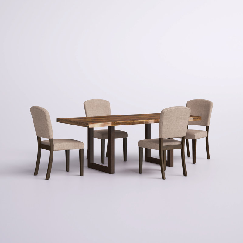 Gaige 4 - Person Solid Wood Top Sleigh Dining Set