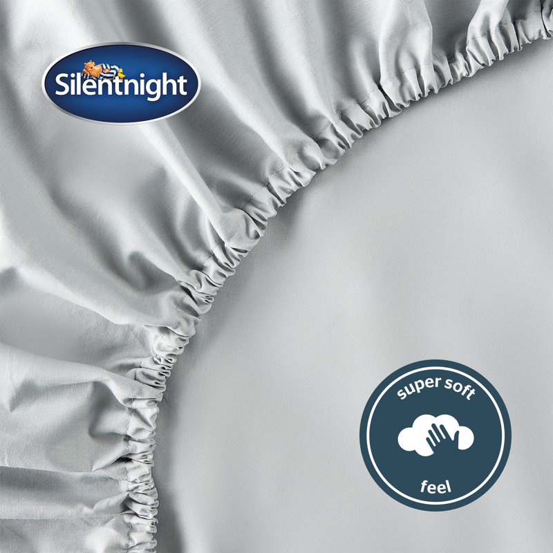 Silentnight Cotton Rich Soft Fitted Sheet, Grey, Small Double (4')