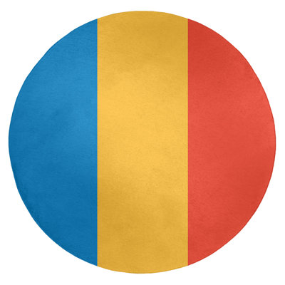 Tapis bleu/jaune/rouge rayé