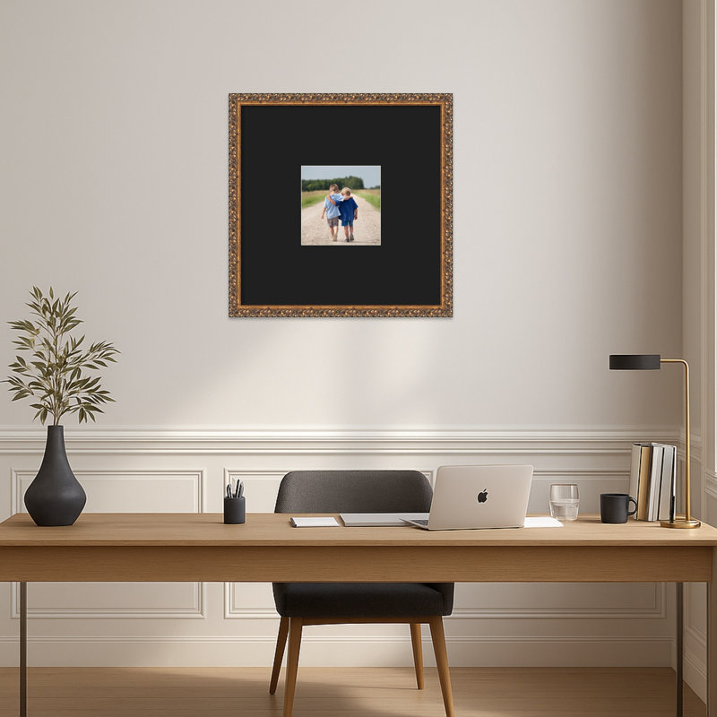 Cadre photo en bois antique bronze, Noir lisse, 20 x 20 emmêlés à 8 x 8