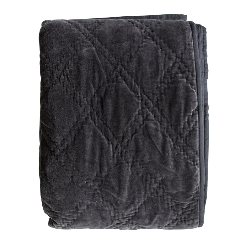 Trong Cotton Solid Colour Bedspread, Charcoal