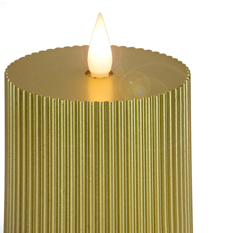 Bougie sans flamme à pilier Georgetown, H 9 po x l 5 po x P 5 po, Or
