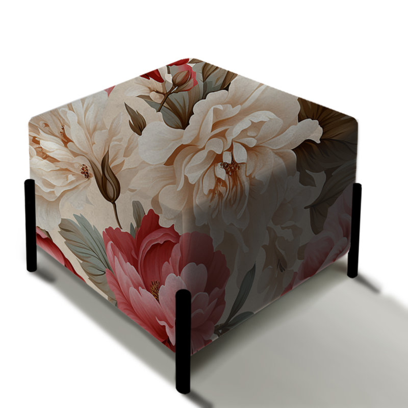 Repose-pieds carré rétro à motif floral victorien rétro de roses VI