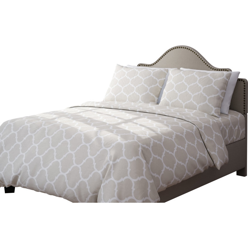 Basics Polyester Standard Geometric Shapes Duvet Cover, King, Taupe / White