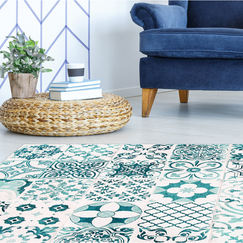 Miera Kitchen Mat, Rectangular 100 x 133cm, White/Green