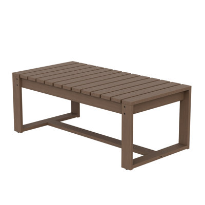 Rectangular Cedar Solid Wood Patio Outdoor Slat Top Coffee Table