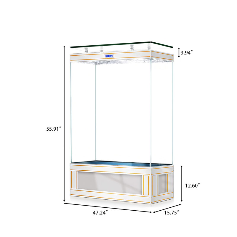Aquarium de luxe luxueux à bords incrustés d'or