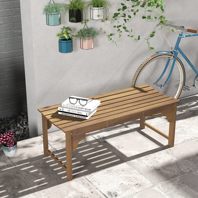 Banc d'extérieur rustique avec motif de losanges